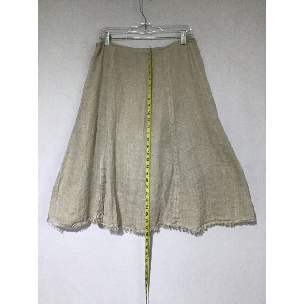 Eileen Fisher Linen Skirt Womens Med Beige Milkmaid Fairy Grunge Y2K Fringed Hem - Picture 14 of 16